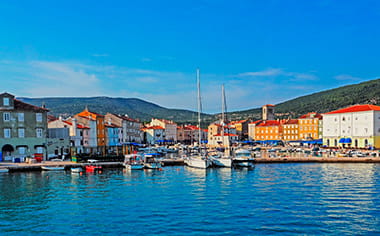 Old town and harbour of the city Cres, Croatia